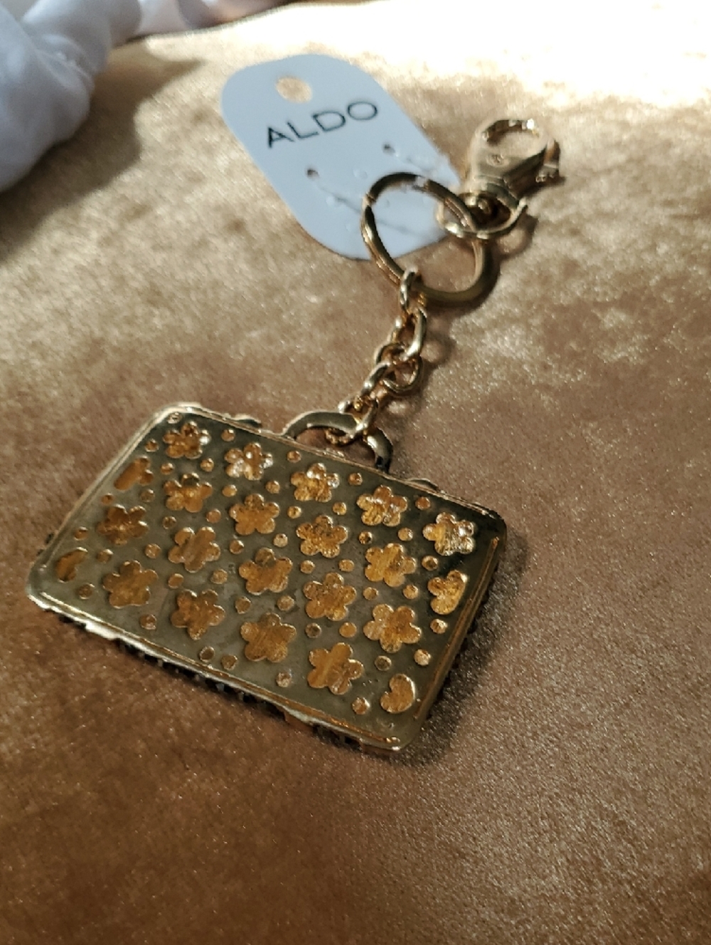 ALDO Gold and Black Crystal Travel Suitcase Keychain - Picture 7 of 7